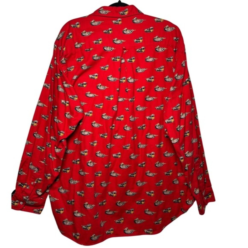 Ruff Hewn Men's Red Duck Print Long Sleeve Button Up Flannel Shirt XL - Picture 3 of 9